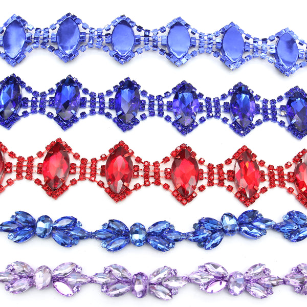 Extremely Shiny Horse Eye Rhinestone Chain Trimming for Wedding Apparel & Accessories Beaded Fashion Body Chain