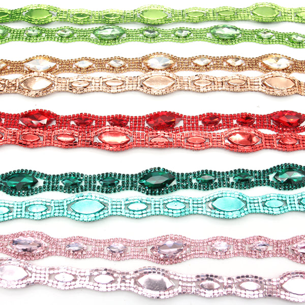 Colorful Zircon Gold-Plated Stainless Steel Rhinestone Cup Chain Sparkly Diamond Crystal Trim DIY Jewelry Clothing Accessories