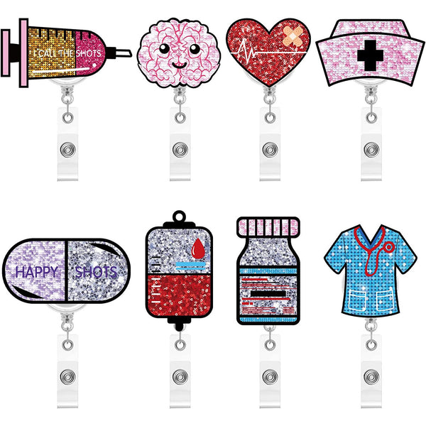Cute Shaker Badge Reel Retractable for Nurse Nursing Doctor RN CNA LPN Medical Worker & Teacher | Pediatric Nurse Flower Badge Holder with Alligator Clip & 24” Durable Nylon Cord | Acrylic