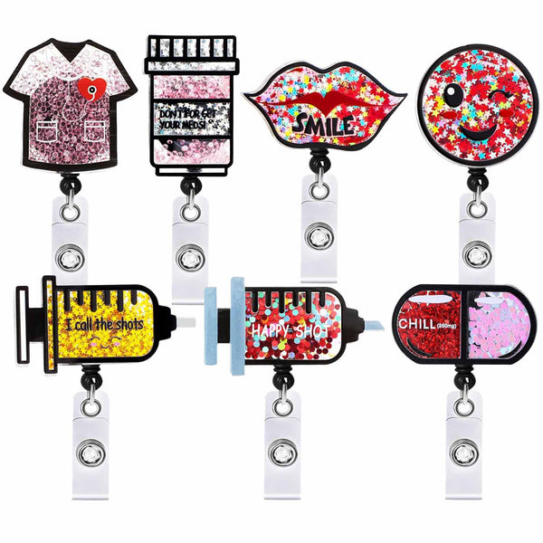 Cute Shaker Badge Reel Retractable for Nurse Nursing Doctor RN CNA LPN Medical Worker & Teacher | Pediatric Nurse Flower Badge Holder with Alligator Clip & 24” Durable Nylon Cord | Acrylic